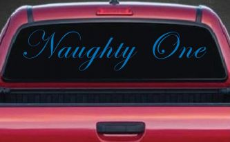 Naughty One Car or Truck Window Decal Sticker (Sky Blue)