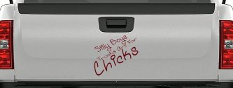Silly Boys Trucks Are For Chicks Off Road Car or Truck Window Decal Sticker (Purple Red)