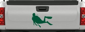 Diver Sports Car or Truck Window Decal Sticker (Dark Green)