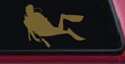 Diver Sports Car or Truck Window Decal Sticker (Gold)