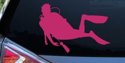 Diver Sports Car or Truck Window Decal Sticker (Hot Pink)