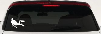 Diver Sports Car or Truck Window Decal Sticker (White)