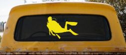 Diver Sports Car or Truck Window Decal Sticker (Yellow)