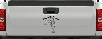 Tinkerbell Tinker Bell Fly With Christ Christian Car or Truck Window Decal Sticker (Black)
