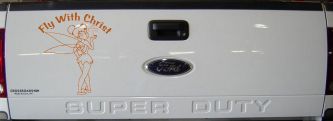 Tinkerbell Tinker Bell Fly With Christ Christian Car or Truck Window Decal Sticker (Nut Brown)