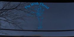 Tinkerbell Tinker Bell Fly With Christ Christian Car or Truck Window Decal Sticker (Sky Blue)