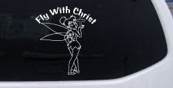 Tinkerbell Tinker Bell Fly With Christ Christian Car or Truck Window Decal Sticker