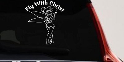 Tinkerbell Fly With Christ Christian Car Truck Window Decal Sticker