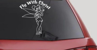 Tinkerbell Fly With Christ Christian Car Truck Window Decal Sticker