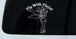 Tinkerbell Tinker Bell Fly With Christ Christian Car or Truck Window Decal Sticker