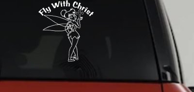 Tinkerbell Fly With Christ Christian Car Truck Window Decal Sticker