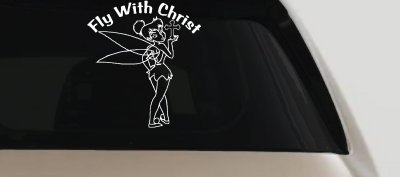 Tinkerbell Fly With Christ Christian Car Truck Window Decal Sticker