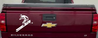 Skier Sports Car or Truck Window Decal Sticker (White)
