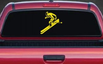 Awesome Skier Car Truck Window Vinyl Decal Sticker Sports Decor (Yellow)