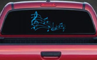 Music Scales Car or Truck Window Decal Sticker (Blue)