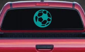 Soccer Ball Sports Car or Truck Window Decal Sticker (Turquoise)