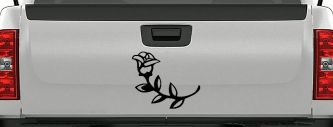 Rose Girlie Car or Truck Window Decal Sticker (Black)