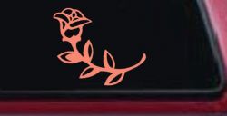 Rose Girlie Car or Truck Window Decal Sticker (Coral)