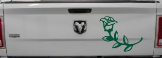 Rose Girlie Car or Truck Window Decal Sticker (Dark Green)