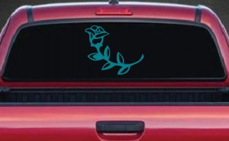 Rose Girlie Car or Truck Window Decal Sticker (Turquoise Blue)