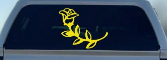 Rose Girlie Car or Truck Window Decal Sticker (Yellow)