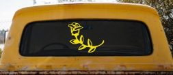 Rose Girlie Car or Truck Window Decal Sticker (Yellow)
