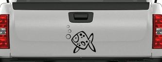 Cute Fish Animals Car or Truck Window Decal Sticker (Matte Black)
