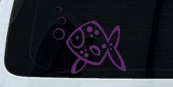 Cute Fish Car Window Decal Sticker Animal Vinyl for Truck or Auto (Violet)