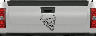 Skull With Horns Skulls Car or Truck Window Decal Sticker (Black)