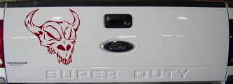 Skull With Horns Skulls Car or Truck Window Decal Sticker (Burgundy)