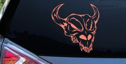 Skull With Horns Skulls Car or Truck Window Decal Sticker (Coral)