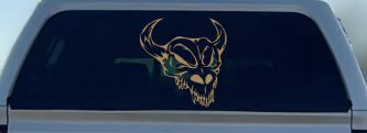 Skull With Horns Skulls Car or Truck Window Decal Sticker (Light Brown)