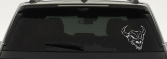 Skull With Horns Skulls Car or Truck Window Decal Sticker (Light Gray)