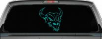 Horned Skull Car Decal Sticker Truck Window Vinyl Decor Custom Auto Art (Turquoise)