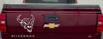 Skull With Horns Skulls Car or Truck Window Decal Sticker (White)