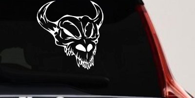 Horned Skull Car Decal Sticker Truck Window Vinyl Decor Custom Auto Art