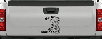 Go Army Pee on Marines Military Car or Truck Window Decal Sticker (Black)