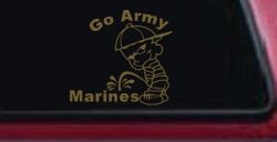 Go Army Pee on Marines Military Car or Truck Window Decal Sticker (Gold)