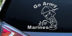 Go Army Pee on Marines Military Car or Truck Window Decal Sticker (Light Gray)