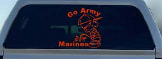 Go Army Pee on Marines Military Car or Truck Window Decal Sticker (Orange Red)