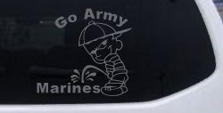 Go Army Pee on Marines Military Car or Truck Window Decal Sticker (Silver)