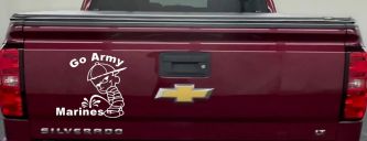 Go Army Pee on Marines Military Car or Truck Window Decal Sticker (White)