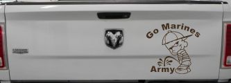 Go Marines Pee On Army Military Car or Truck Window Decal Sticker (Brown)