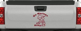 Go Marines Pee On Army Military Car or Truck Window Decal Sticker (Burgundy)