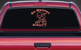 Go Marines Pee On Army Military Car or Truck Window Decal Sticker (Coral)