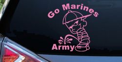 Go Marines Pee On Army Military Car or Truck Window Decal Sticker (Pink)