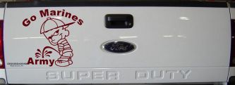 Go Marines Pee On Army Decal - Funny Military Car Truck Window Sticker (Purple Red)