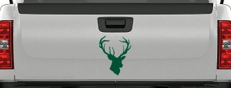 Big Buck Deer Hunting Car or Truck Window Decal Sticker (Dark Green)