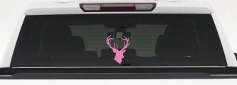 Big Buck Deer Hunting Decal - Car & Truck Window Vinyl Sticker (Pink)