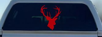 Big Buck Deer Hunting Car or Truck Window Decal Sticker (Red)